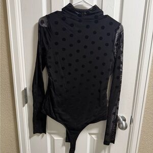 Black Polka Dot Long Sleeve Bodysuit